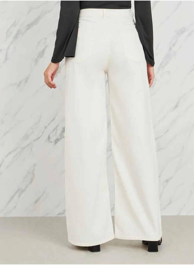 Styli High Rise Wide Leg Jeans