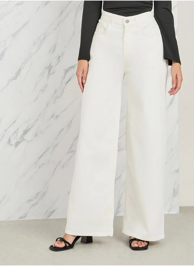 Styli High Rise Wide Leg Jeans