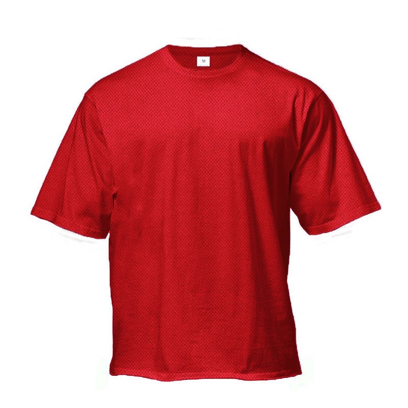 Large Size Oversized Solid Color Shoulder Loose Bodybuilding Fitness Short Sleeve T-shirt Men''s Mesh Breathable Half Sleeve - Image 1