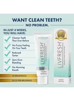 LIVFRESH Livfresh Wintergreen Foaming Gel 50g, Toothpaste Dental Gel, Clinically Proven to Remove Plaque 250% Better, Improves Gum Health 190% Better, Prevents & Reduces Tartar, Freshens Breath, SLS Free, Sugar Free  - Image 5