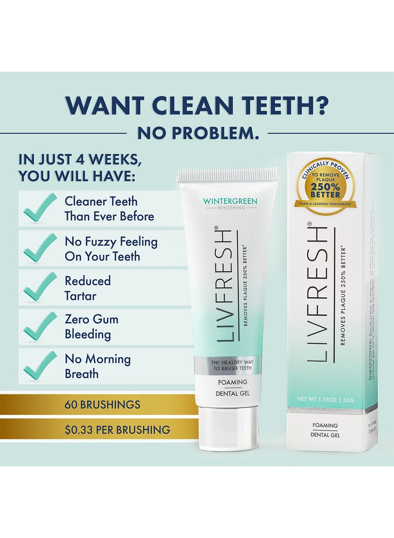 LIVFRESH Livfresh Wintergreen Foaming Gel 50g, Toothpaste Dental Gel, Clinically Proven to Remove Plaque 250% Better, Improves Gum Health 190% Better, Prevents & Reduces Tartar, Freshens Breath, SLS Free, Sugar Free  - Image 5