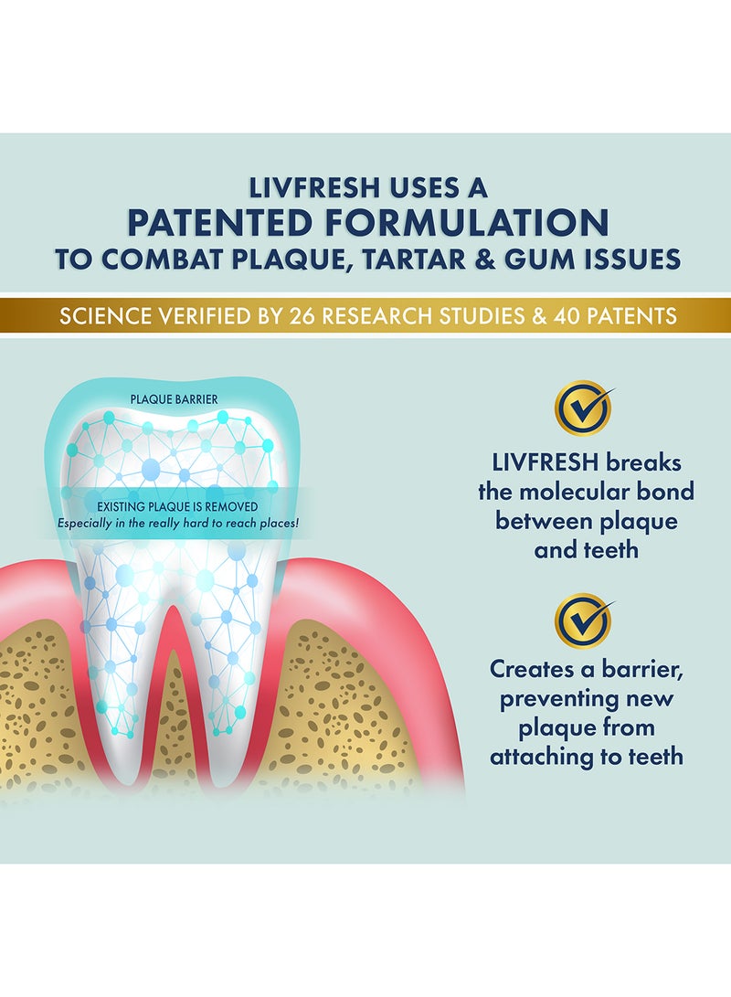 LIVFRESH Livfresh Wintergreen Foaming Gel 50g, Toothpaste Dental Gel, Clinically Proven to Remove Plaque 250% Better, Improves Gum Health 190% Better, Prevents & Reduces Tartar, Freshens Breath, SLS Free, Sugar Free  - Image 4