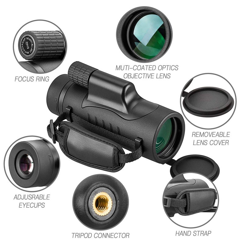 FEEMIC Monocular Telescope High Power 8x42 Monoculars Scope Compact Waterproof Fogproof Shockproof with Hand Strap for Adults Kids Bird Watching Hunting Camping Hiking Travling Wildlife Secenery  - Image 2