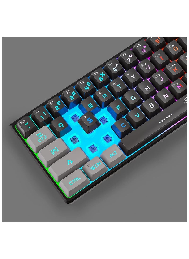 MageGee - MageGee Mini 60% Gaming Keyboard, RGB Backlit 61 Key Ultra-Compact Keyboard, TS91 Ergonomic Waterproof Mechanical Feeling Office Computer Keyboard for PC, MAC, PS4, Xbox ONE Gamer(Grey Black) - Image 1