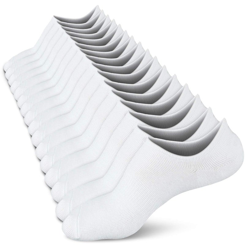 wernies Women No Show Socks Invisible Loafer Flat No Slip Rise Flats Ankle Liners Short Thin Low Cut, white, 5-8 - Image 1