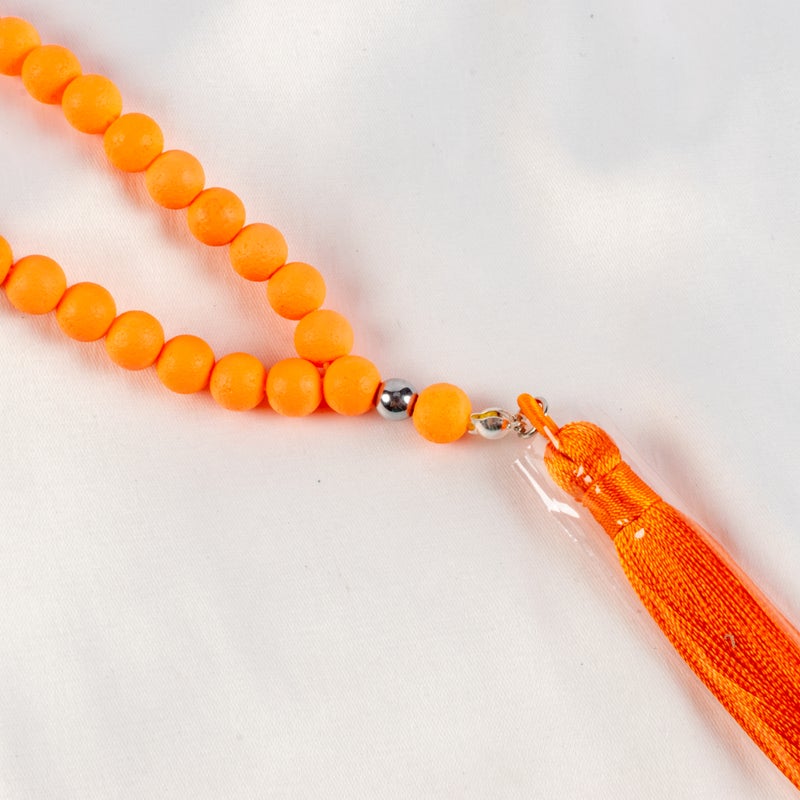 Orange Alabaster Stone Prayer Bead of 33 Beads - Image 3