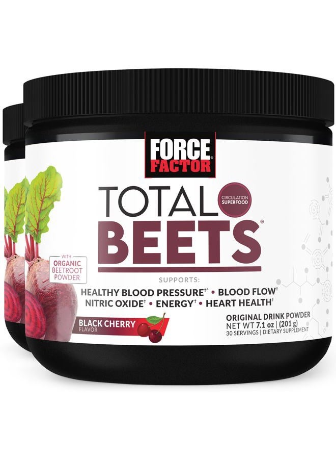 FORCE FACTOR Total Beets Superfood Beet Root Powder 2-Pack, Nitrates to Support Circulation, Blood Flow, Nitric Oxide, Energy, Endurance, Stamina, Cardiovascular Heart Health Supplement, 60 Servings - Image 1