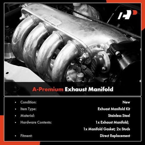 A-Premium Left Engine Exhaust Manifold Kits W/Gasket & Studs & Nuts & Washers - OHV 6Cyl 3.8L 3.9L - Compatible with Ford Vehicles - Mustang 1999-2004, Replace# XR3Z9431BC, XR3Z9431DC - Image 2