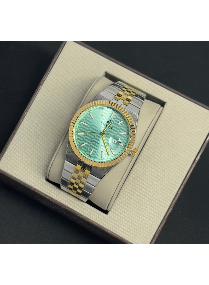 ريفولي ساعة يد للرجال من الستانلس ستيل بعرض انالوج وحركة كوارتز ، سهلة القراءة بتصميم عصري مقاوم للماء، ساعة يد كلاسيكية فاخرة . - Image 1