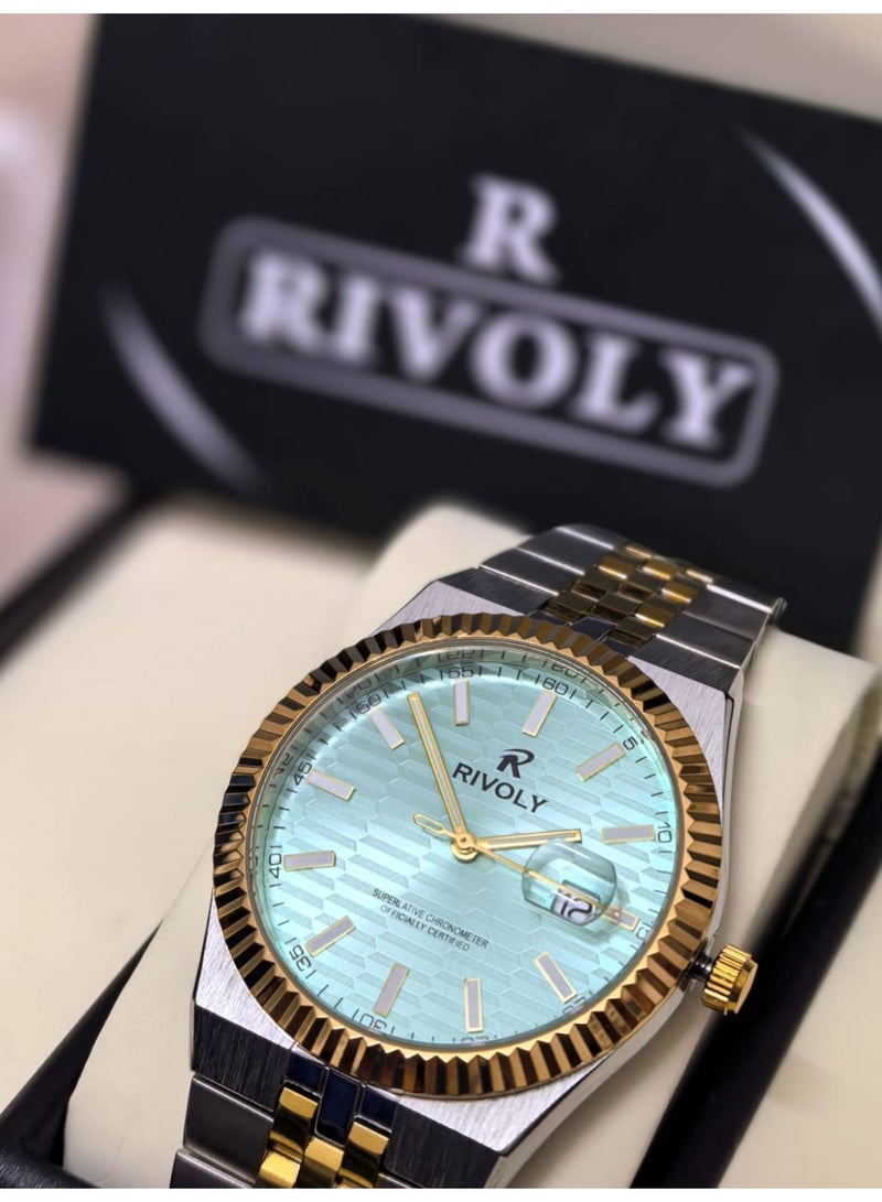 ريفولي ساعة يد للرجال من الستانلس ستيل بعرض انالوج وحركة كوارتز ، سهلة القراءة بتصميم عصري مقاوم للماء، ساعة يد كلاسيكية فاخرة . - Image 2