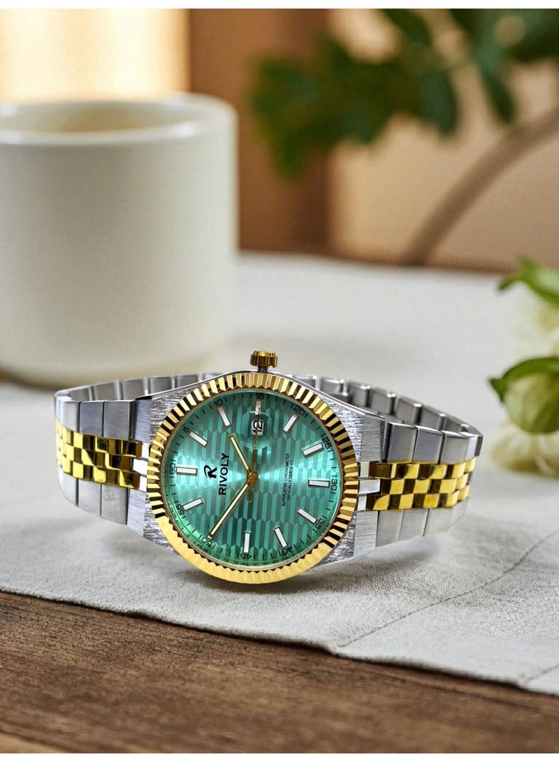 ريفولي ساعة يد للرجال من الستانلس ستيل بعرض انالوج وحركة كوارتز ، سهلة القراءة بتصميم عصري مقاوم للماء، ساعة يد كلاسيكية فاخرة . - Image 3