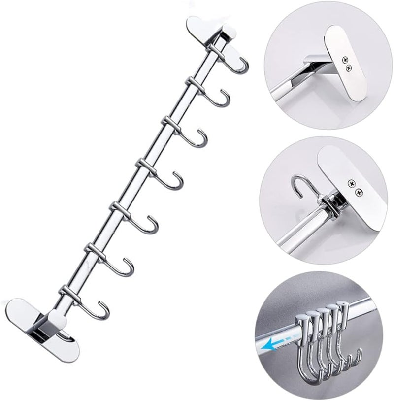 Stainless Steel Wall Mounted Kitchen Hooks No Screw Installation Space Saving Storage Rack - Image 3