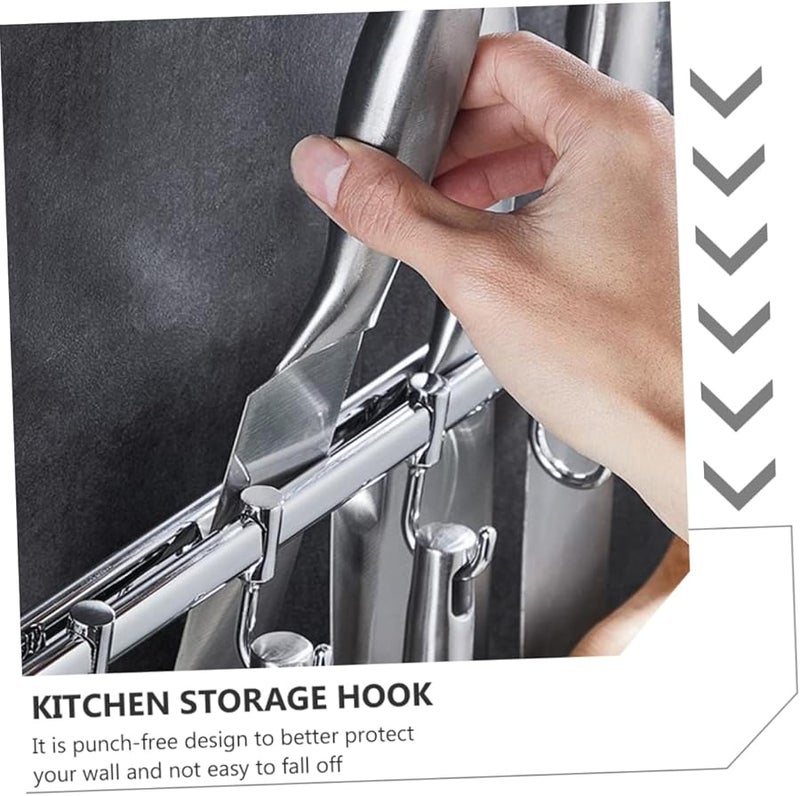 Stainless Steel Wall Mounted Kitchen Hooks No Screw Installation Space Saving Storage Rack - Image 4