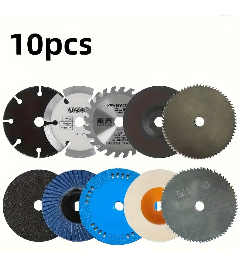 10 Pcs 3 Inch Durable Mini Grinding Wheel Set For Various Material Manufacturing And Processing Multi Functional Use - Image 1