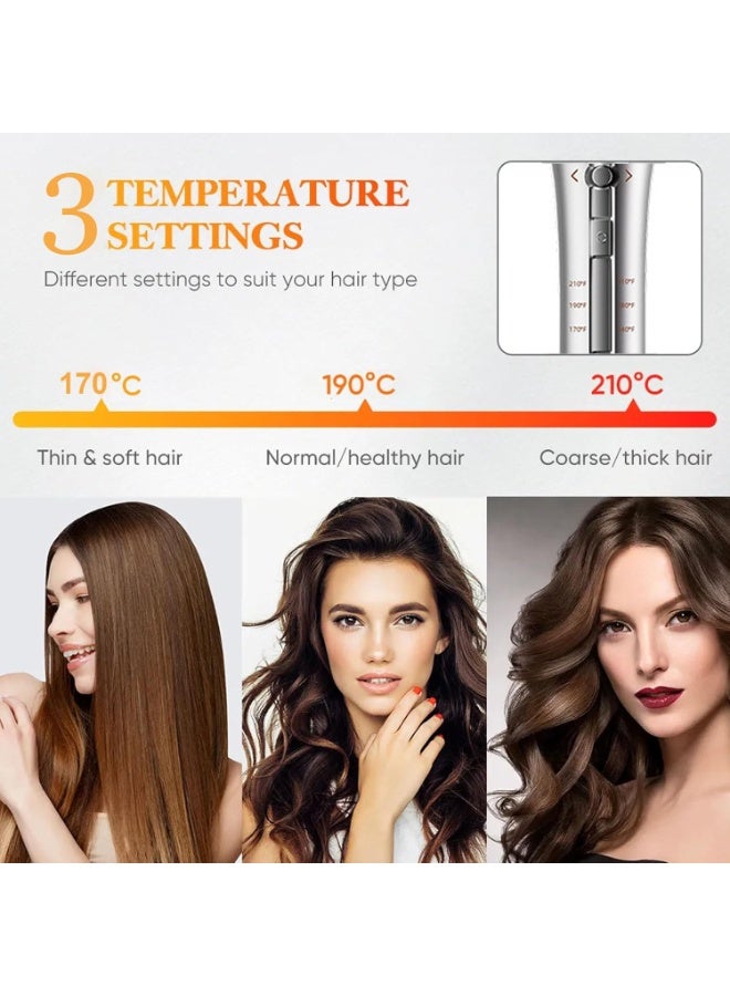 SHOPIRA GO Automatic Curling Iron 32mm (1.25 Inch) Auto Rotating Hair Curler, Fast Heating Curling Wand with 3 Temperature Settings, 2-Way Rotation, Anti-Scald & Anti-Tangle, Dual Voltage Hair Styling Tool (Silver) - Image 2