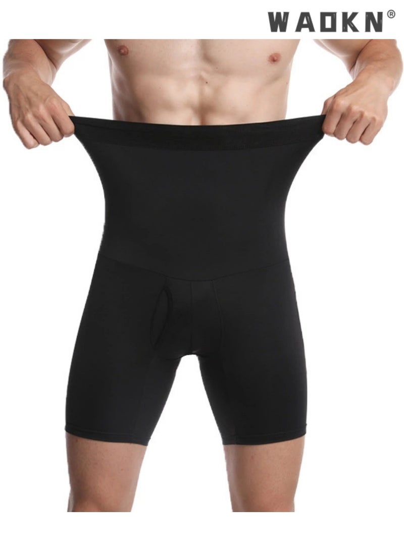 WAOKN - Men Tummy Control Shorts High Waist Slimming Shapewear Body Shaper Leg Underwear Briefs,High Waist bdomen Trimming Boxer Brief Stretch Pants Underwear Body Shaper Seamless Belly Girdle Boxer Briefs - Image 1