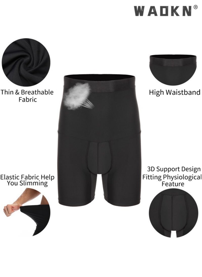 WAOKN - Men Tummy Control Shorts High Waist Slimming Shapewear Body Shaper Leg Underwear Briefs,High Waist bdomen Trimming Boxer Brief Stretch Pants Underwear Body Shaper Seamless Belly Girdle Boxer Briefs - Image 1