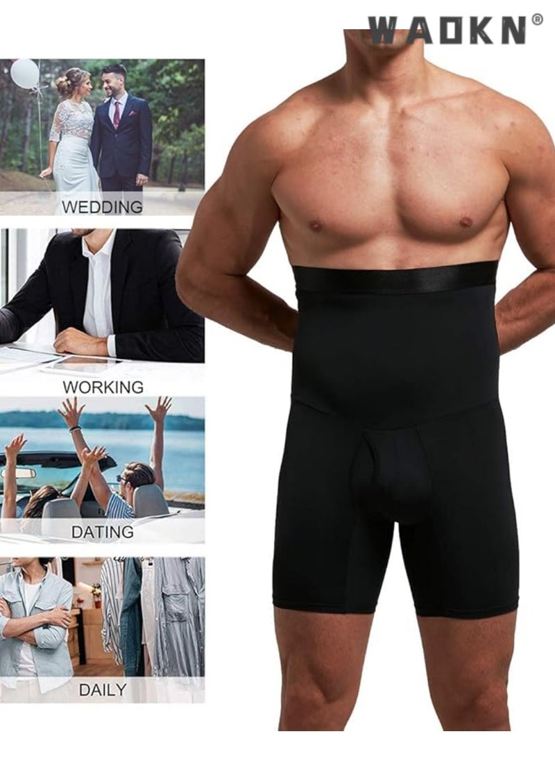 WAOKN - Men Tummy Control Shorts High Waist Slimming Shapewear Body Shaper Leg Underwear Briefs,High Waist bdomen Trimming Boxer Brief Stretch Pants Underwear Body Shaper Seamless Belly Girdle Boxer Briefs - Image 1
