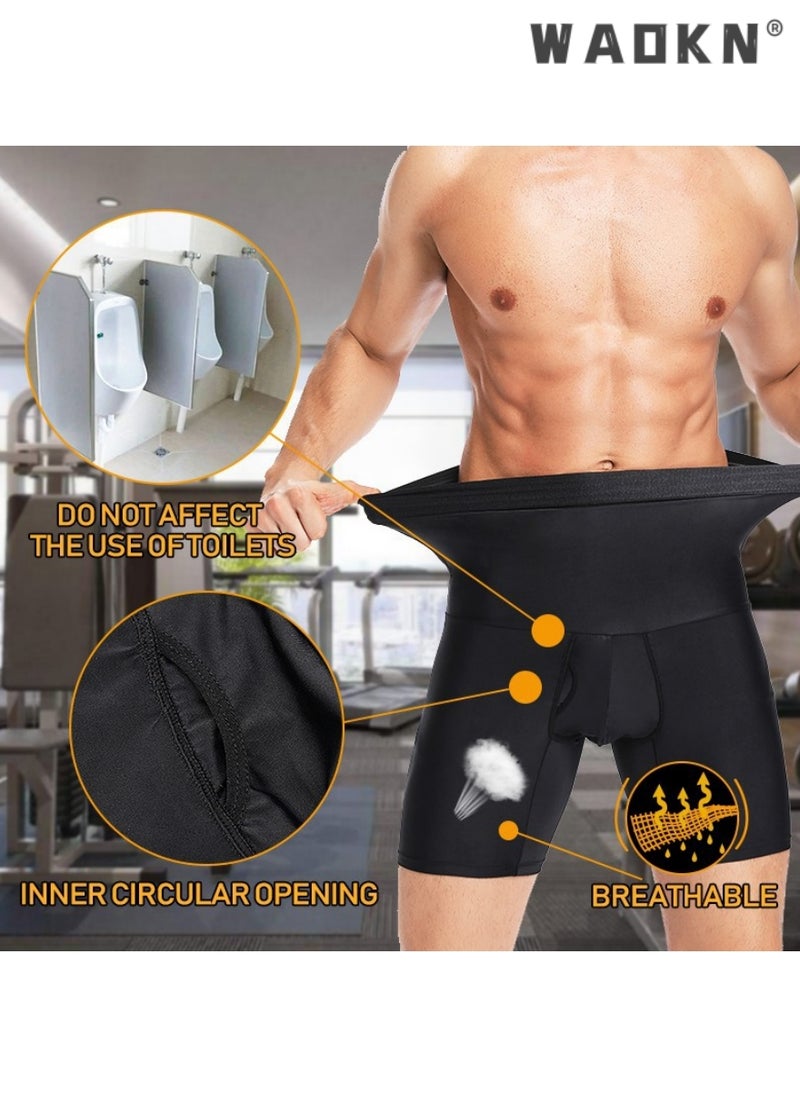 WAOKN - Men Tummy Control Shorts High Waist Slimming Shapewear Body Shaper Leg Underwear Briefs,High Waist bdomen Trimming Boxer Brief Stretch Pants Underwear Body Shaper Seamless Belly Girdle Boxer Briefs - Image 1