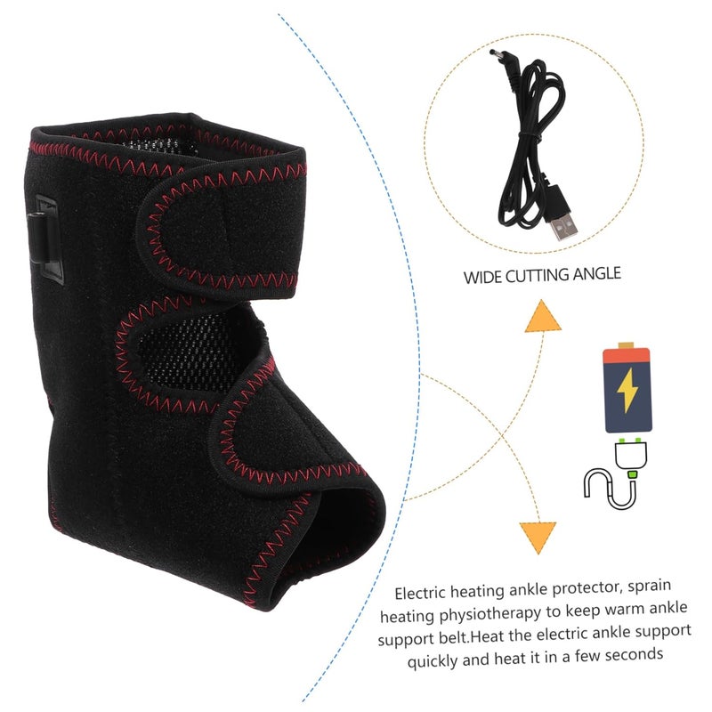 Heated Ankle Support Brace With 3 Heat Levels Elastic Straps For Walking Relief Sprain - Image 4