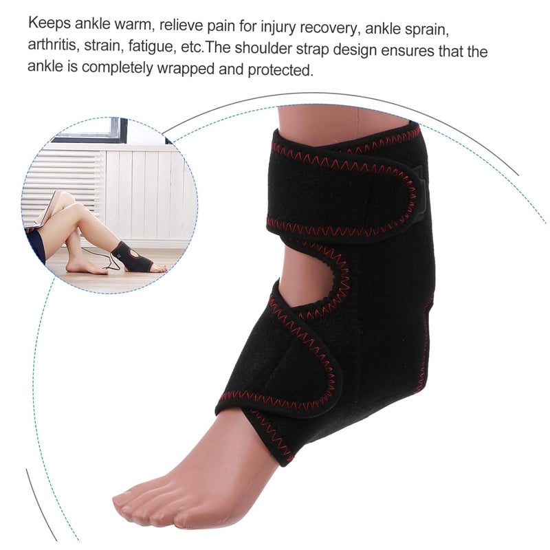 Heated Ankle Support Brace With 3 Heat Levels Elastic Straps For Walking Relief Sprain - Image 3