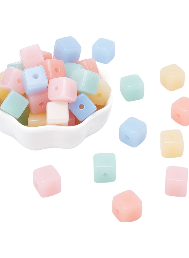 120 Pcs 6 Colors Square Acrylic Beads, 12mm Imitation Jelly Beads Cube Acrylic Hair Beads for Necklace Bracelet Earring Ankle Jewelry and DIY Crafts - Image 1