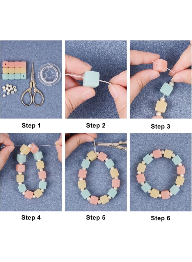 120 Pcs 6 Colors Square Acrylic Beads, 12mm Imitation Jelly Beads Cube Acrylic Hair Beads for Necklace Bracelet Earring Ankle Jewelry and DIY Crafts - Image 4