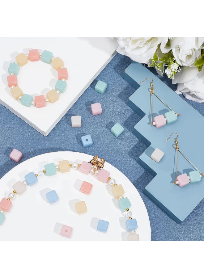 120 Pcs 6 Colors Square Acrylic Beads, 12mm Imitation Jelly Beads Cube Acrylic Hair Beads for Necklace Bracelet Earring Ankle Jewelry and DIY Crafts - Image 2