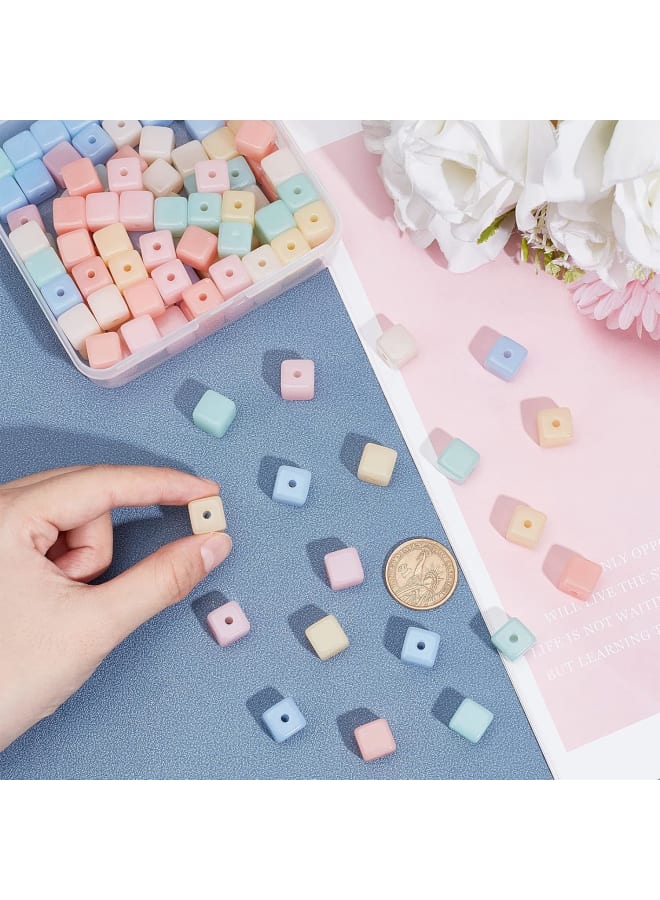 120 Pcs 6 Colors Square Acrylic Beads, 12mm Imitation Jelly Beads Cube Acrylic Hair Beads for Necklace Bracelet Earring Ankle Jewelry and DIY Crafts - Image 3