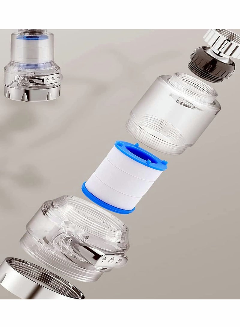 SOLARAE Kitchen Filter Faucet Sprayer, 360° Rotation 3 Modes Adjustable Kitchen Splash-proof Water Faucet, Faucet Booster Transparent Replaceable Filter Cartridges (2pcs) - Image 4