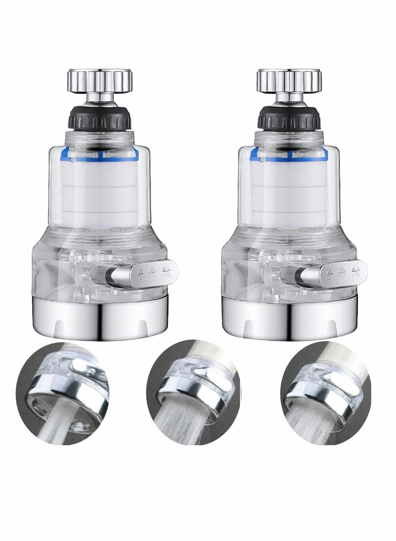 SOLARAE Kitchen Filter Faucet Sprayer, 360° Rotation 3 Modes Adjustable Kitchen Splash-proof Water Faucet, Faucet Booster Transparent Replaceable Filter Cartridges (2pcs) - Image 1