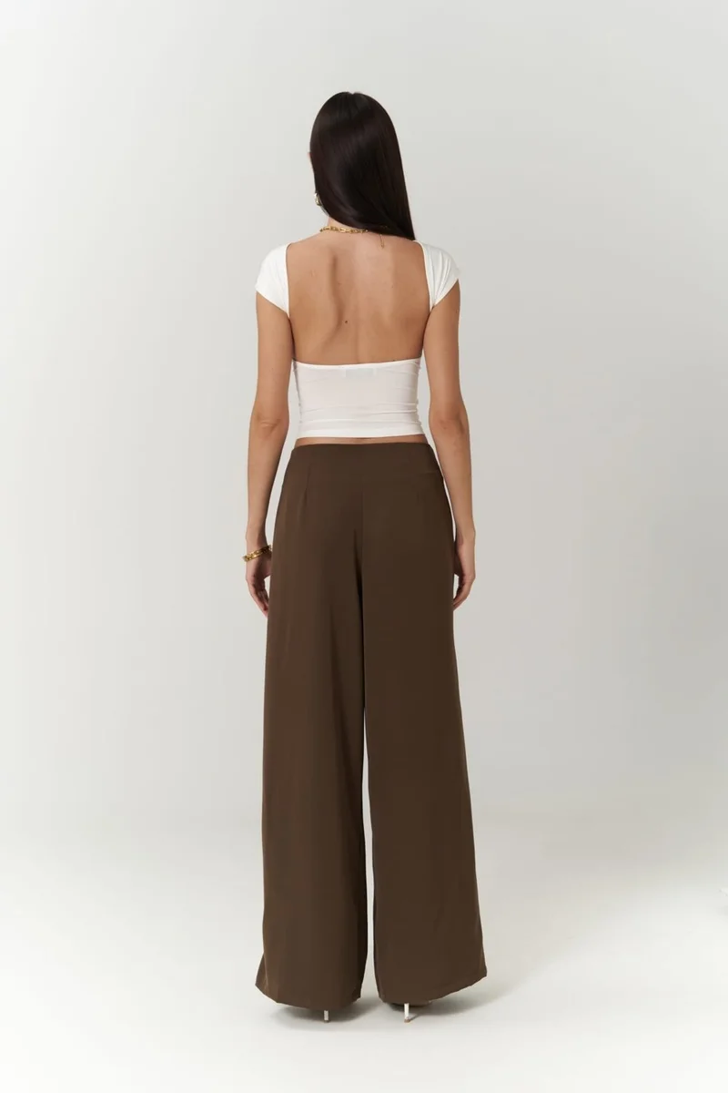 Mai Collection Letty Dark Khaki Double Breasted Detail Trousers