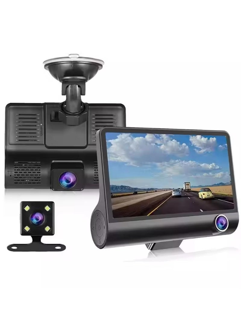 دينكس كاميرا مراقبة السيارة DVR بحجم HD 1080p مع كاميرا أمامية وسوداء وكاميرا داخلية - Image 5