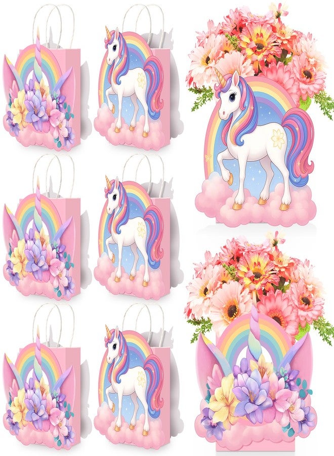 Weekgrat 8 Sets Unicorn Theme Flower Boxes Centerpiece Rainbow Unicorn Shape Gift Boxes Decorations for Birthday, Baby Shower, Wedding Supplies Decoration - Image 1