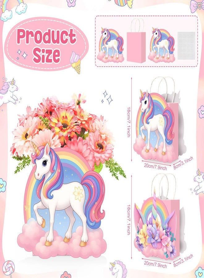 Weekgrat 8 Sets Unicorn Theme Flower Boxes Centerpiece Rainbow Unicorn Shape Gift Boxes Decorations for Birthday, Baby Shower, Wedding Supplies Decoration - Image 2