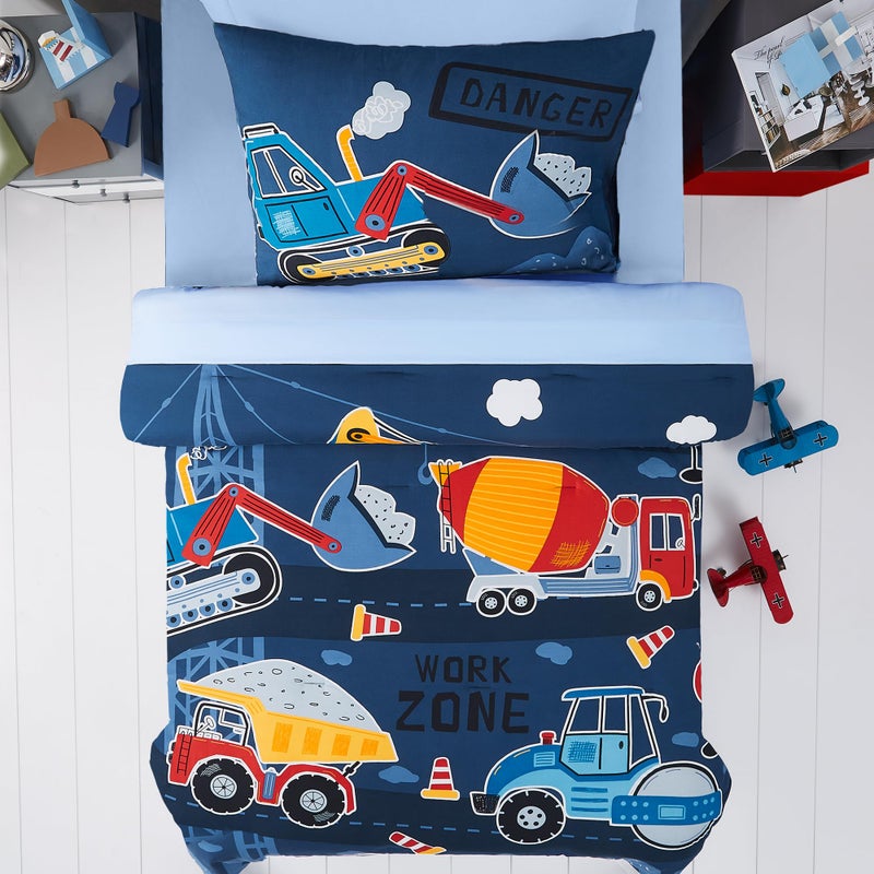 Kaleido Space Twin Kids Comforter Set - 5 Pieces Twin Bedding Sets for Boys Teen, Glow in The Dark Truck Tractor Excavator Bed in A Bag with Sheets - Image 4