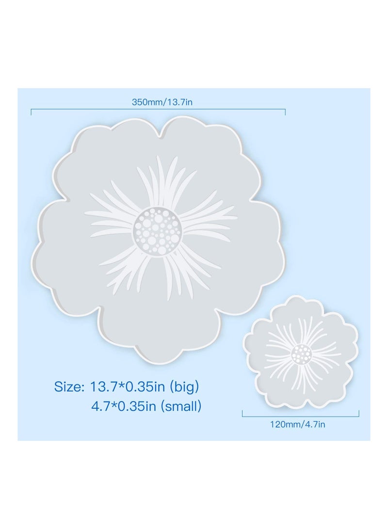 SYOSI Silicone Resin Molds, 1Pcs Large Resin Tray Mold and 5Pcs Coaster Molds for Resin Casting, Flower Shape Epoxy Resin Casting Molds - Image 2