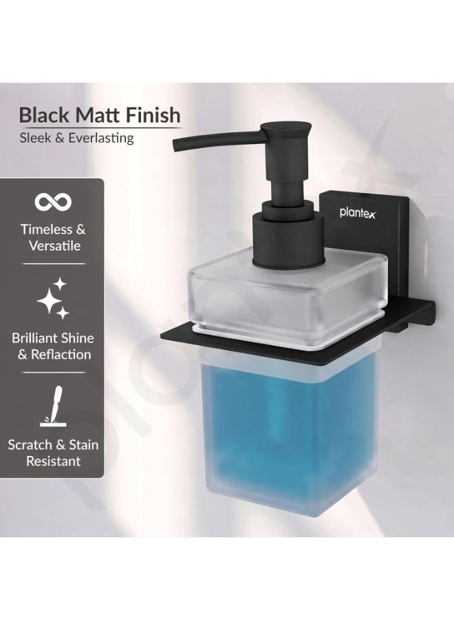 Plantex 304 Grade Stainless Steel Liquid Soap Dispenser for Bathroom/Frosted Glass Dispenser Shampoo/Hand wash/Bathroom Accessories - Pack of 1 (Crystal, Black) - Image 3