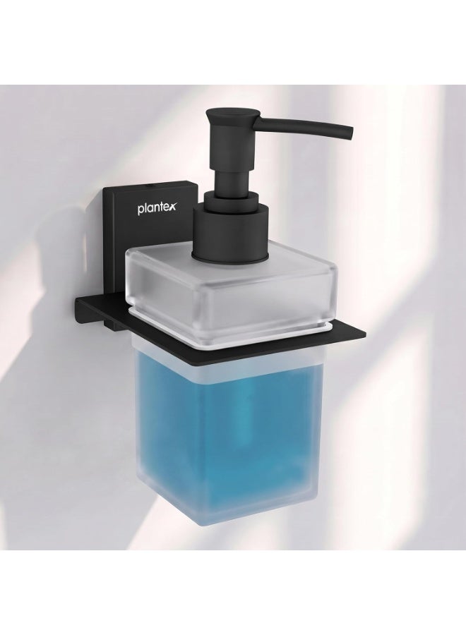 Plantex 304 Grade Stainless Steel Liquid Soap Dispenser for Bathroom/Frosted Glass Dispenser Shampoo/Hand wash/Bathroom Accessories - Pack of 1 (Crystal, Black) - Image 1