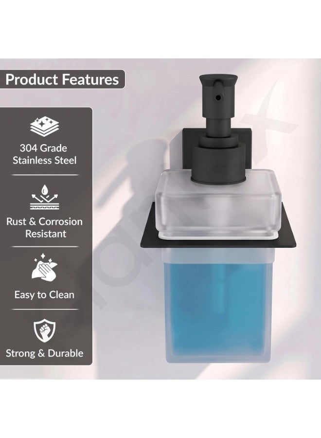 Plantex 304 Grade Stainless Steel Liquid Soap Dispenser for Bathroom/Frosted Glass Dispenser Shampoo/Hand wash/Bathroom Accessories - Pack of 1 (Crystal, Black) - Image 4
