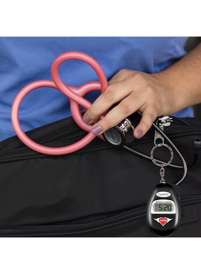 إيروريكس ساعة ناطقة للمكفوفين، سلسلة مفاتيح منبهة رقمية صغيرة، سلسلة مفاتيح مع منبه للمكفوفين، ساعة منبهة رقمية للأطفال وكبار السن، ساعة منبهة رقمية للسفر، عبوة من قطعتين - Image 3