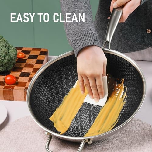 SLOTTET Hybrid 12-Inch Wok with Steamer,Nonstick Stainless Steel Woks & Stir-fry pans with Lid,Stay-Cool Handle,PFOA Free Cookware,Dishwasher and Oven Safe, Works on Induction - Image 4