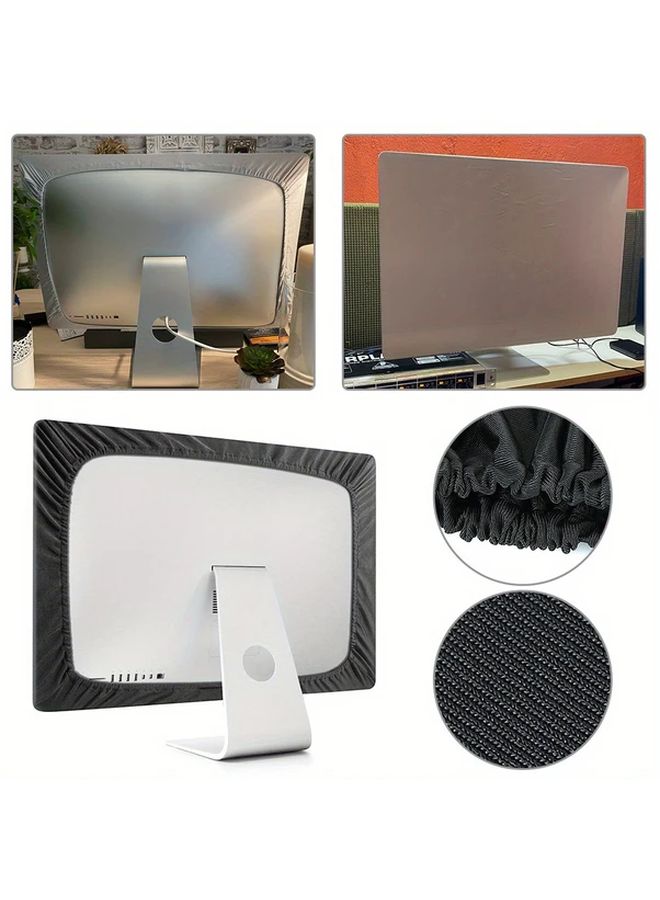 Black 27 Inch Monitor Dust Cover Soft Durable Polyester Protects Against Dust UV Rays Liquids - Image 1