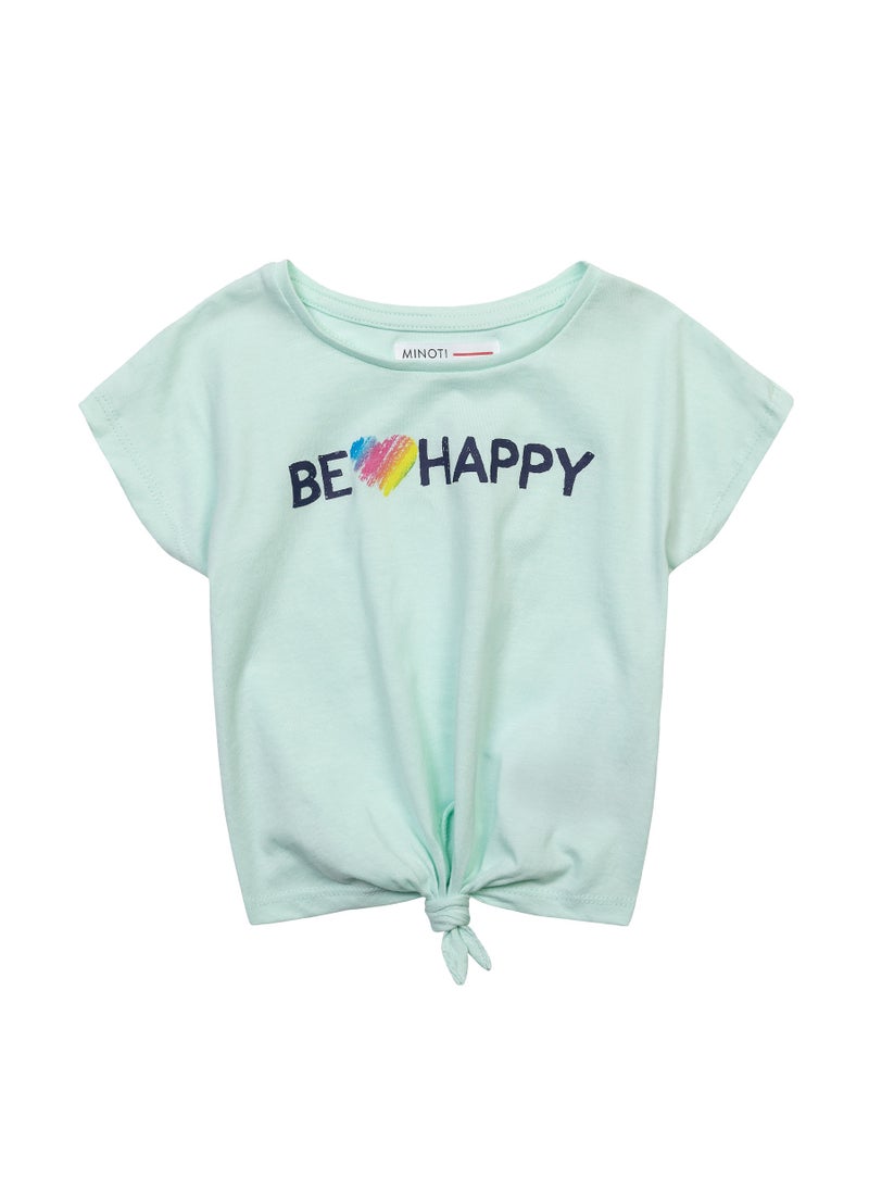 MINOTI Girls Printed T-Shirt with Front Tie  - Image 1