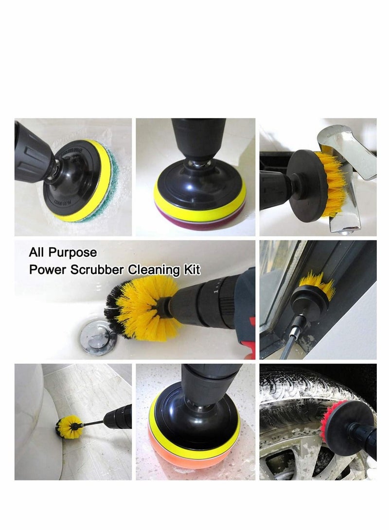 Excefore 6Pcs Car Cleaning Supplies – Wheel Brush – Soft Yellow Drill Brush Power Scrubber - Car, Truck, Motorcycle, Boat, Jet-Ski, Detail Brush - Interior, Seat, Upholstery, Carpet  - Image 4