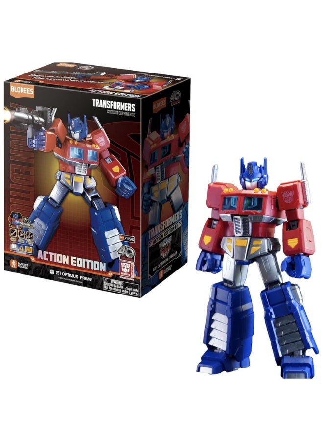 BLOKEES Transformers Action Edition G1 Optimus Prime Model Kit | 188 PCS Construction Set with Glowing Eyes & Chest | Collectible Autobot Leader Figure with Matrix of Leadership, Energon Axe & Jet Pack - Image 1