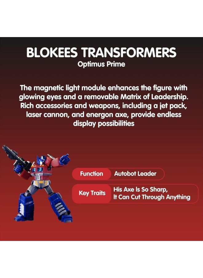 BLOKEES Transformers Action Edition G1 Optimus Prime Model Kit | 188 PCS Construction Set with Glowing Eyes & Chest | Collectible Autobot Leader Figure with Matrix of Leadership, Energon Axe & Jet Pack - Image 3
