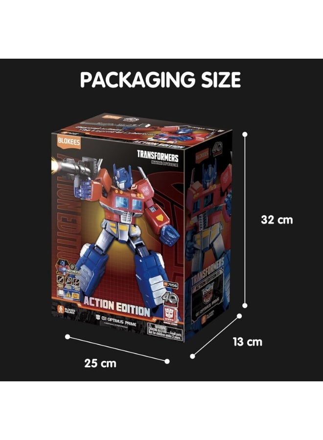 BLOKEES Transformers Action Edition G1 Optimus Prime Model Kit | 188 PCS Construction Set with Glowing Eyes & Chest | Collectible Autobot Leader Figure with Matrix of Leadership, Energon Axe & Jet Pack - Image 4