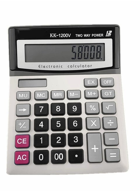 Large Dual Power Solar Calculator with 12-Digit LCD Display - Perfect for Students, Offices, and Home Use