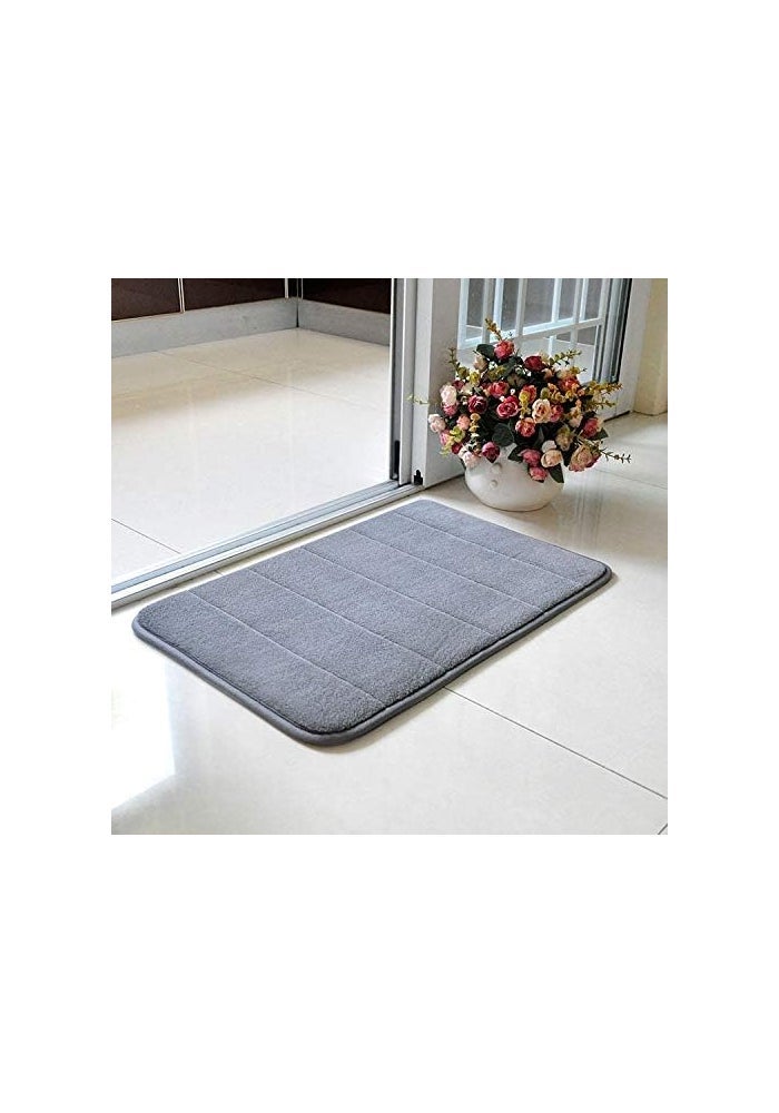 Memory Foam Bath Mat Set (2 Pack ) - Non - Slip , Highly Absorbent Microfiber Bath Rug , 40x60 cm , Grey - Image 2